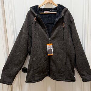 Rugged Elements Men's Mountain Fleece Lined Hoodie Size XXL Brown Full Zip (NEW)
